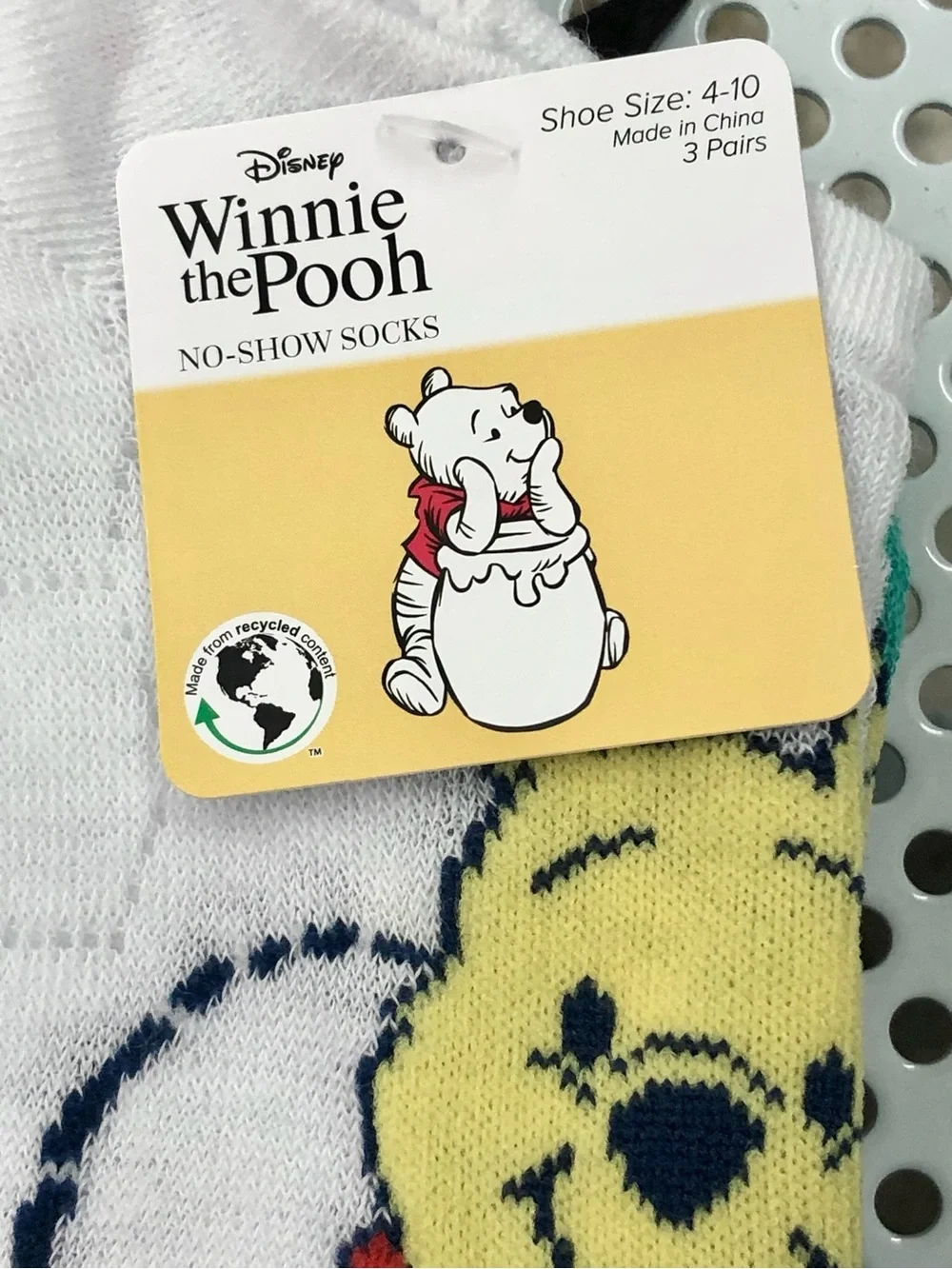 🌶️$5🌶️ NEW DISNEY Winnie the Pooh No-Show Socks 3-Pack Shoe Size 4-10 Women's
